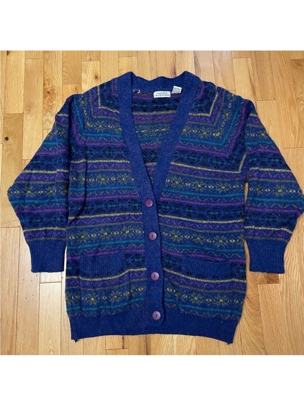 Vintage Jacquard Knit Cardigan Small